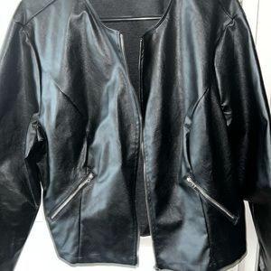 Women black leather jacket
